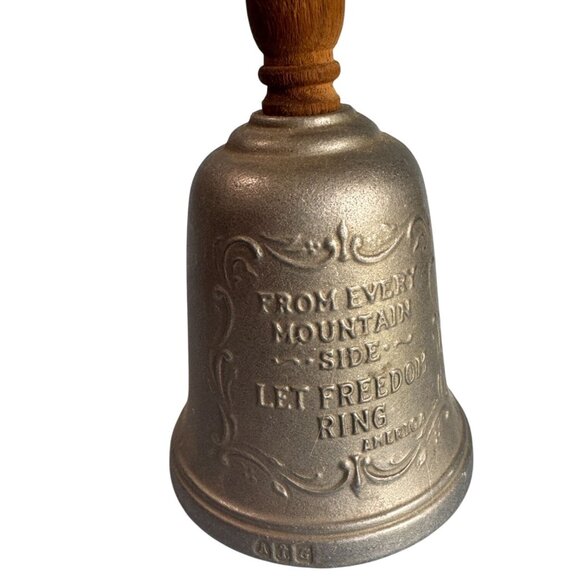 Vintage 1976 Gorham The Freedom Bell Wood Handle Pewter Bicentennial 10 1/4" - Picture 3 of 7